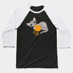 Cat playing with yarn Baseball T-Shirt